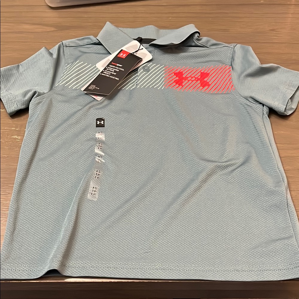 NWT! Under Armour gray Polo with orange Accents. XS